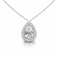 Pear-shaped diamond pendant, 1.07 ct, E/VS2, with a 0.30 ct halo in 585 white gold — a striking accent