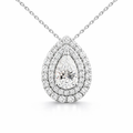 Pear-shaped diamond pendant, 1.00 ct, E/VS1, with a double halo in 585 white gold