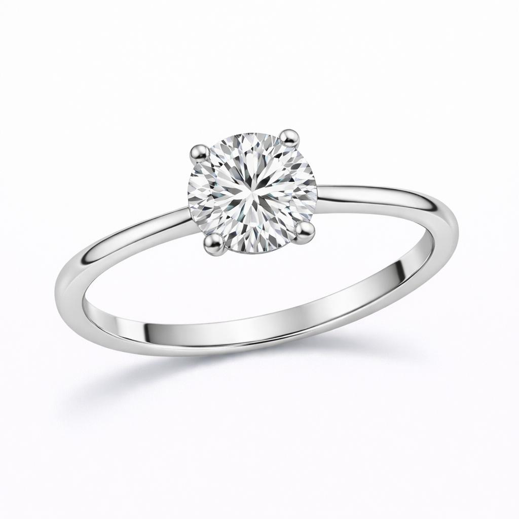 Round diamond ring, 1 carat.