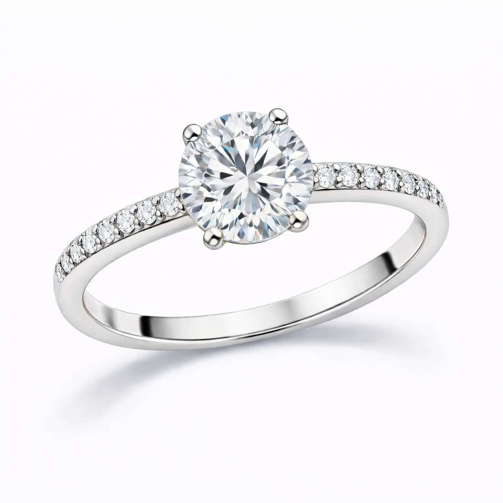 Round diamond ring, 1 carat.