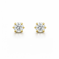 Round-cut diamond stud earrings, 0.20 ct, in 585 rose gold.
