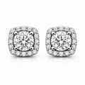 Halo Diamond Stud Earrings — 1.36 CT Total