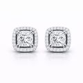 Princess Halo Diamond Stud Earrings — 0.82 CT To