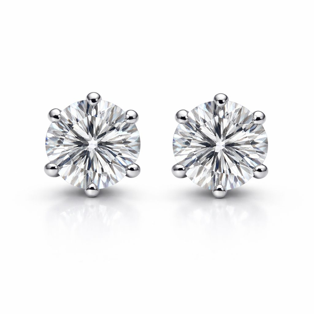 Diamond stud earrings, 1.00 ct, F/VS2, in 585 white gold.