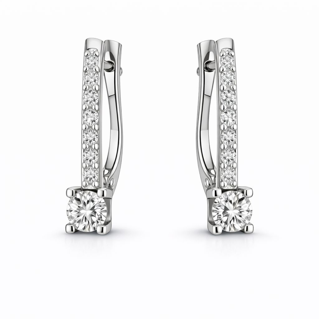 Marquise-cut diamond earrings, 0.10 ct.