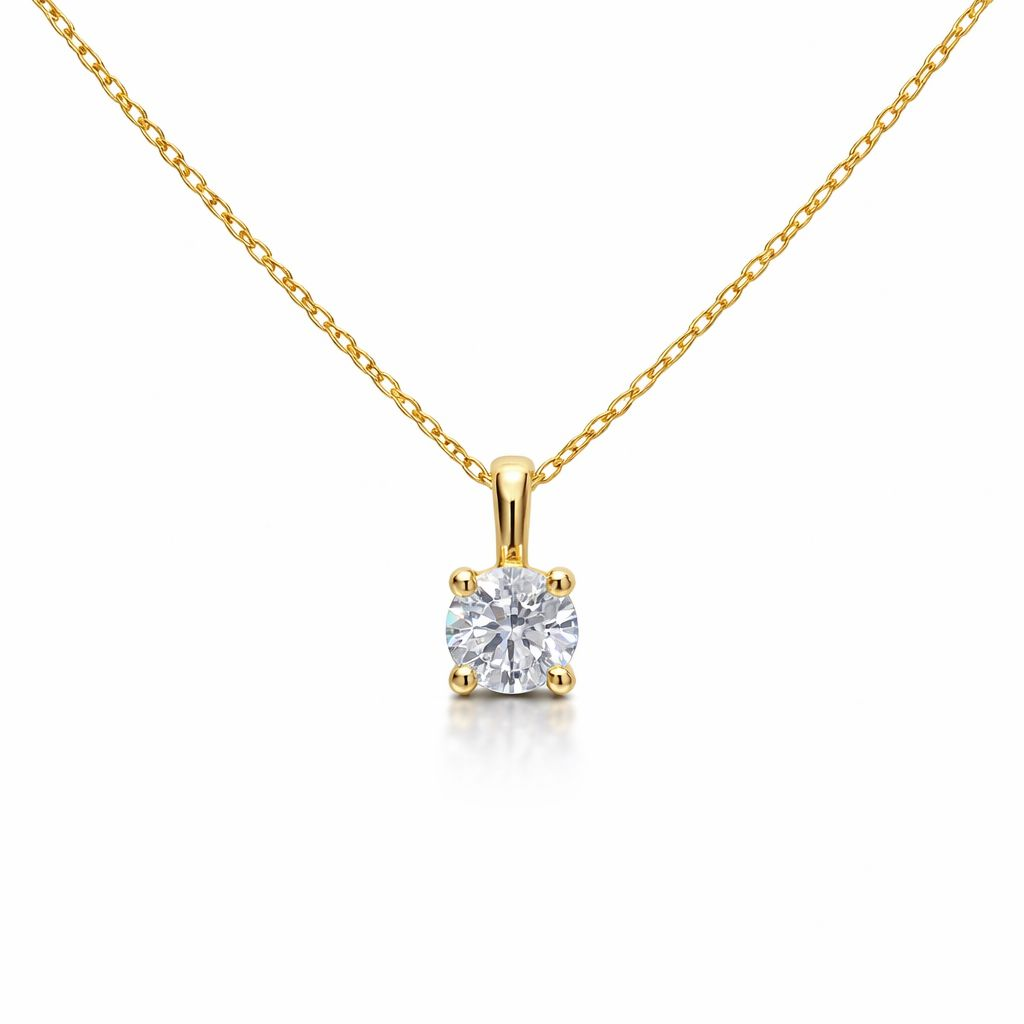 Minimalist brilliance: Round 0.50 ct diamond pendant in 585 yellow gold.