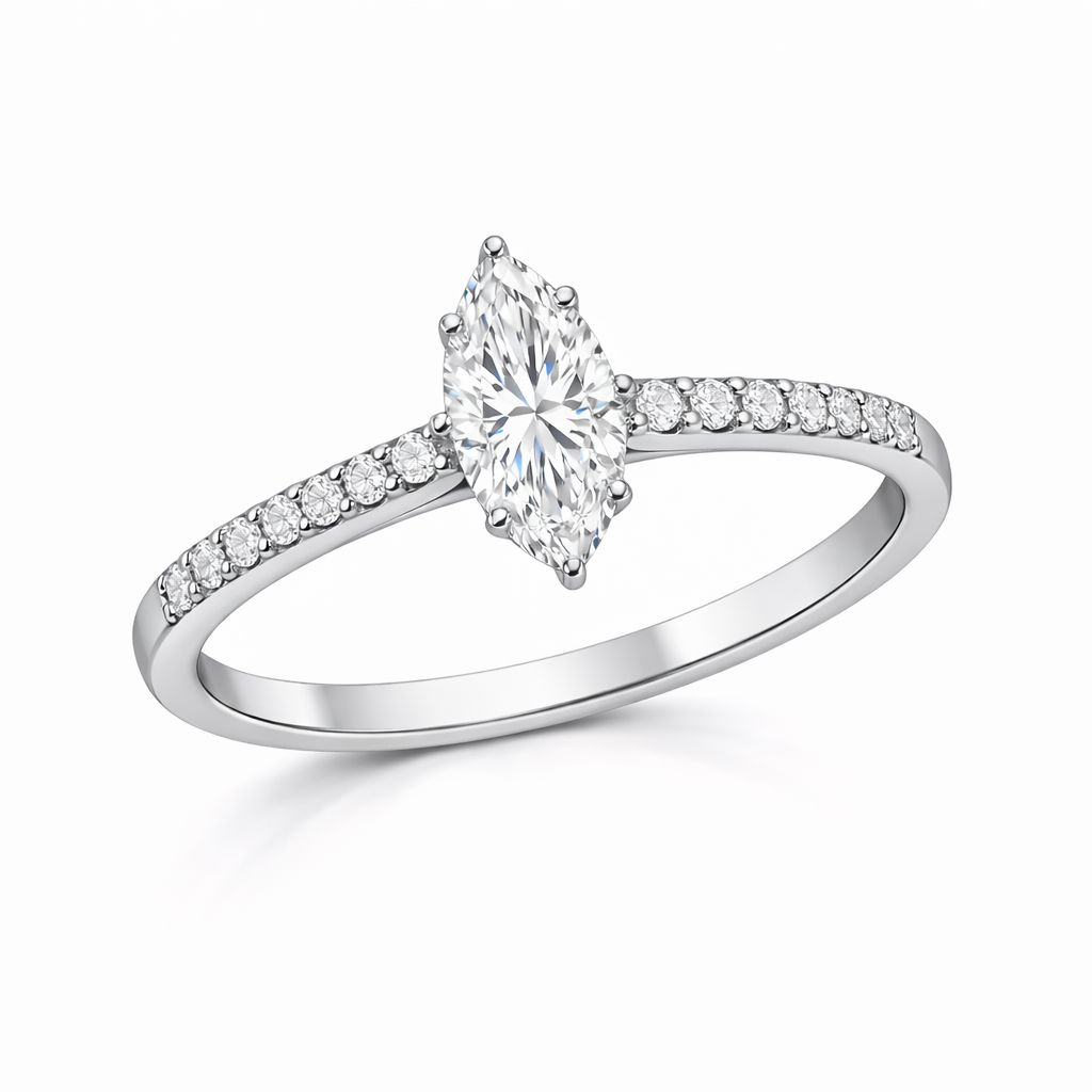 Marquise-cut diamond ring, 1 carat.