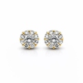 Cluster earrings with a 0.50 ct diamond, DE/VS–VVS, with a 0.32 ct accent row in 585 yellow gold.