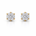 Round-cut diamond stud earrings, 1.07 ct, in 585 yellow gold.