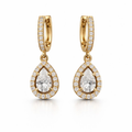 Pear-shaped diamond earrings, 0.50 ct, with a 0.72 ct accent row in 585 yellow gold — striking brilliance.
