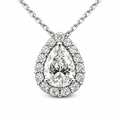Pear-shaped diamond pendant, 0.50 ct, E/VS2, with a 0.14 ct halo in 585 white gold.