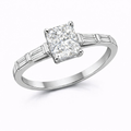Radiant-cut diamond ring, 1 carats.
