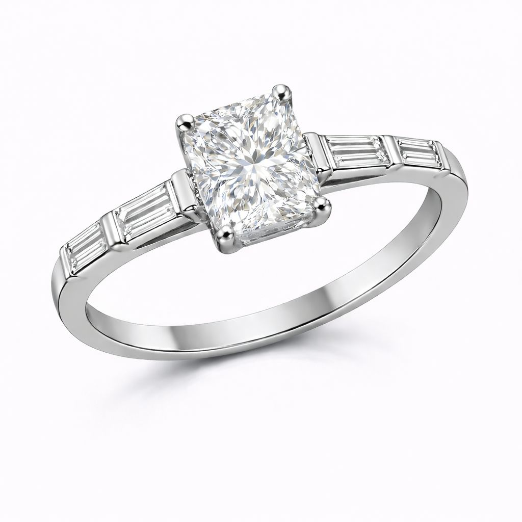 Radiant-cut diamond ring, 1 carats.