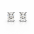 Radiant-cut diamond stud earrings, 2 carats.