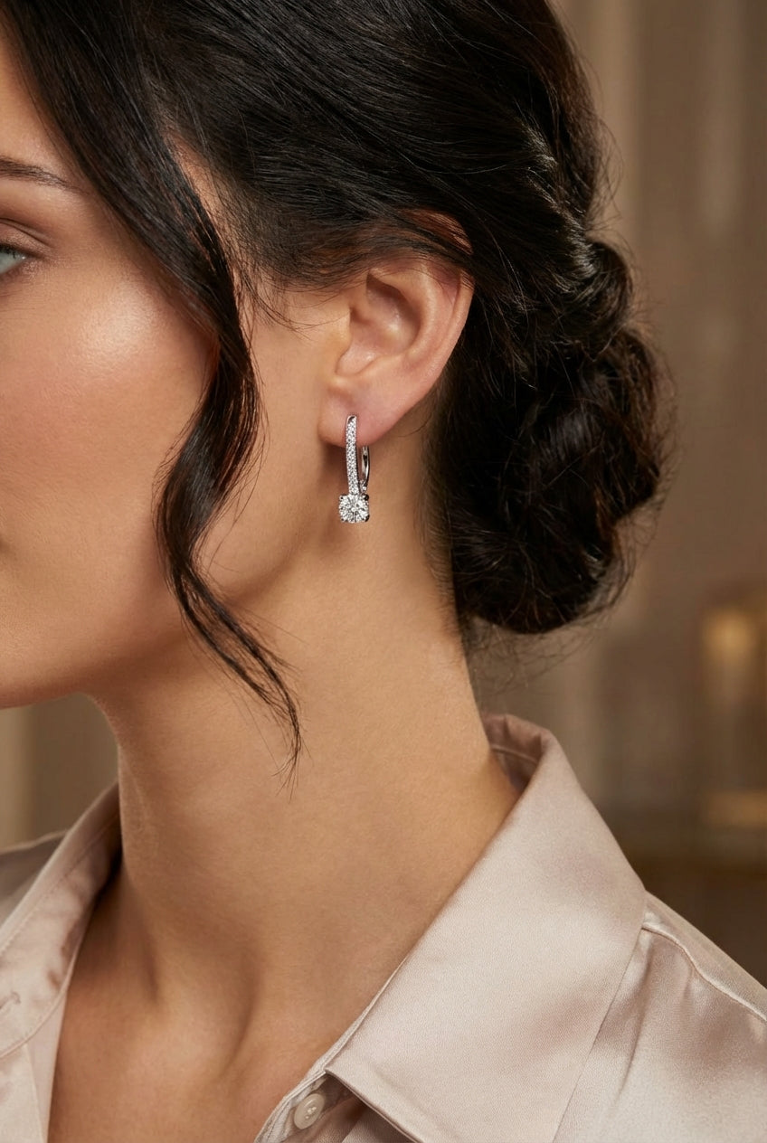 Marquise-cut diamond earrings, 0.10 ct.