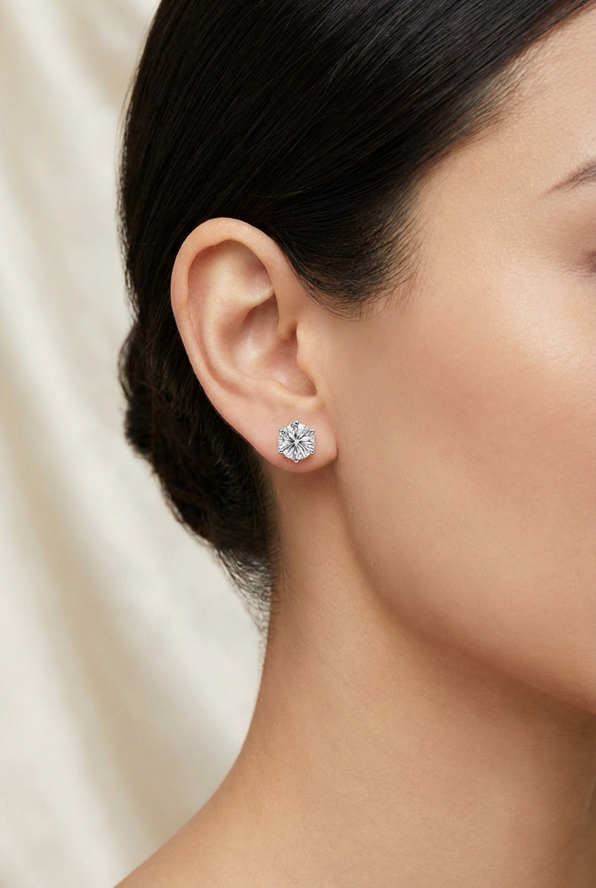 Diamond stud earrings, 1.00 ct, F/VS2, in 585 white gold.