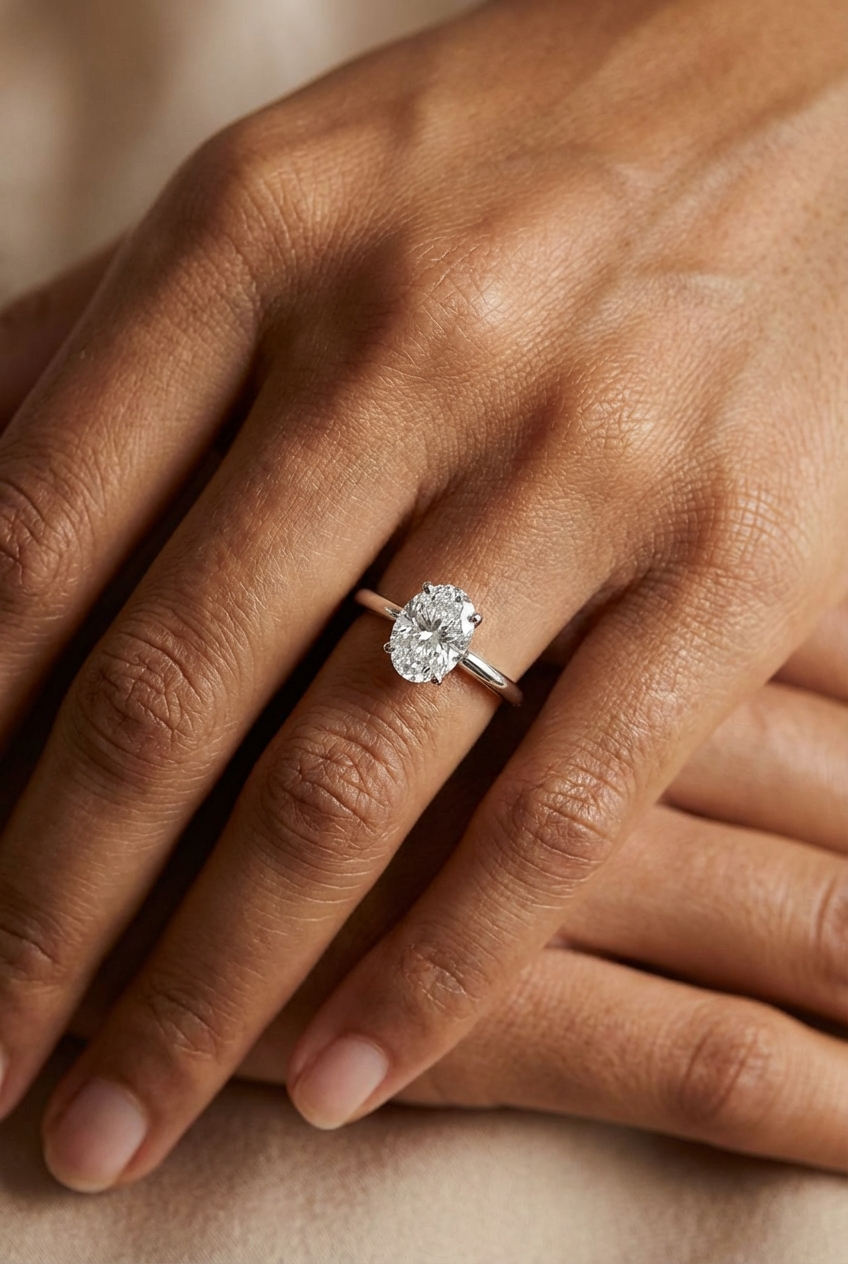 Oval diamond ring, 1 carat.