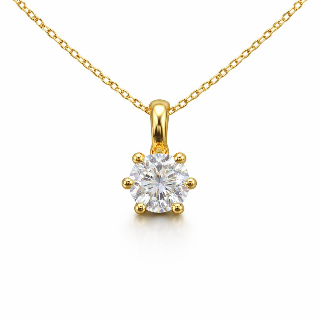 Round Brilliant Diamond Pendant 0.50 ct DE/VS–VVS in 14K Yellow Gold — A Timeless Classic