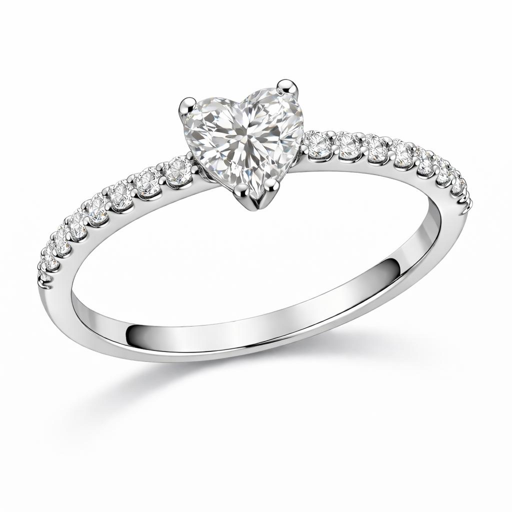 Heart-shaped diamond ring, 0.5 carat