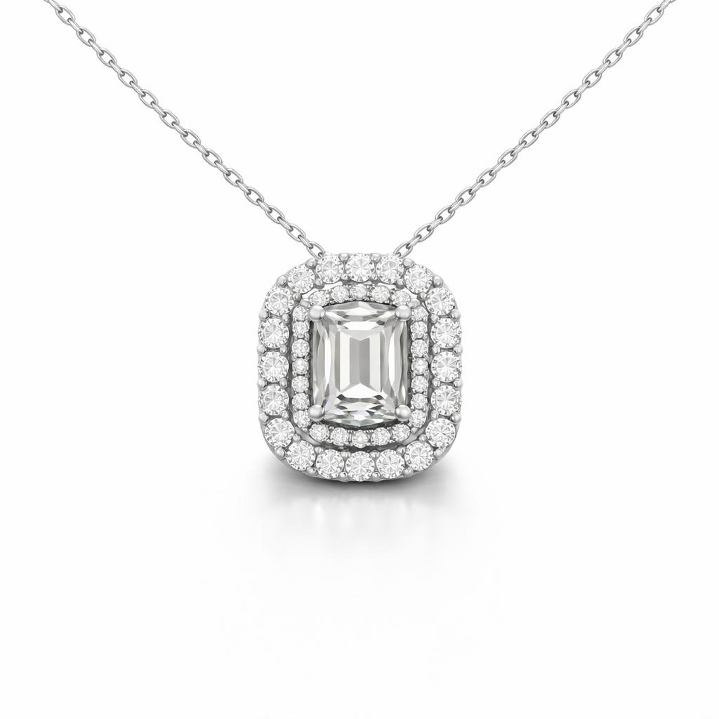 Emerald-cut diamond necklace, 0.5 carat.
