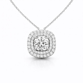 Cushion-Cut Diamond Pendant 1.00 ct E/VS1 with Double Halo in 14K White Gold