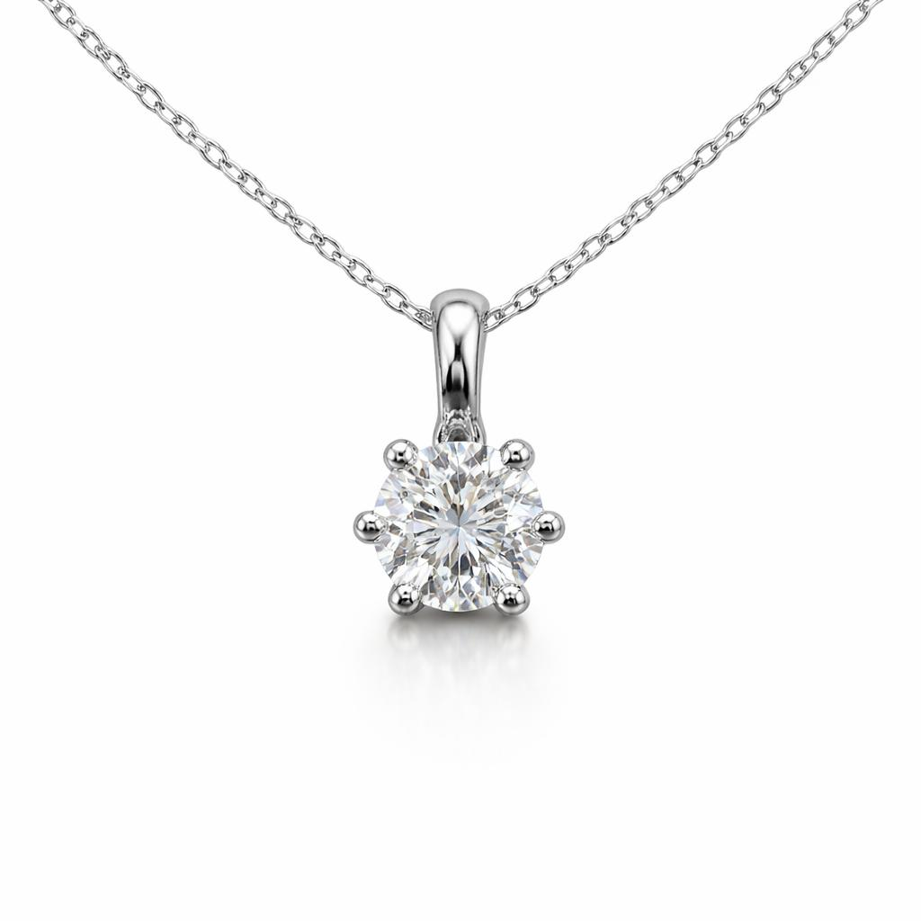 Pure classic: Round 0.50 ct diamond pendant in 585 white gold.